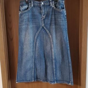 Cato Sz 14 A-Line Stone Washed Long Jean Skirt